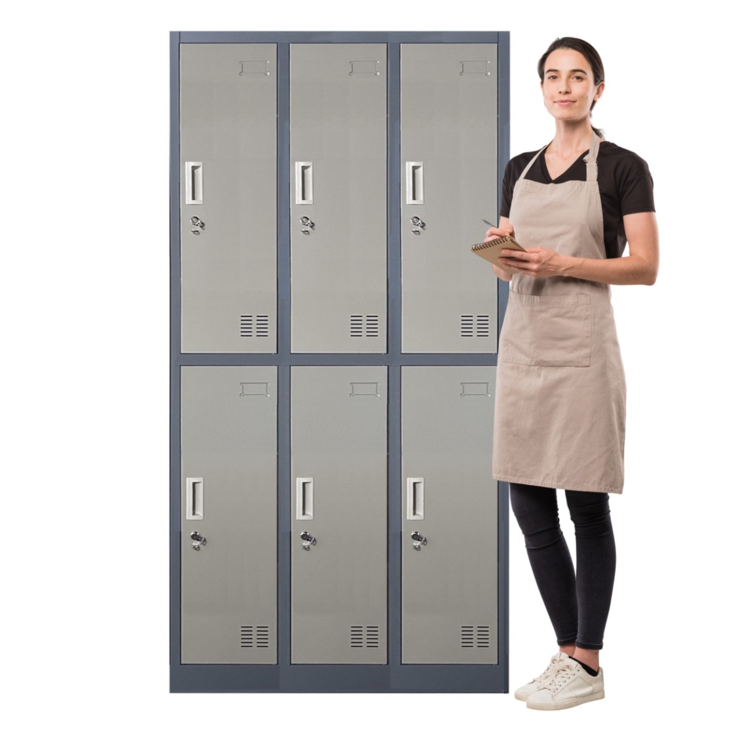 LOCKER PROCHEF ACERO 6 PUERTAS GRIS CASILLERO METALICO 3 CUERPOS - 2