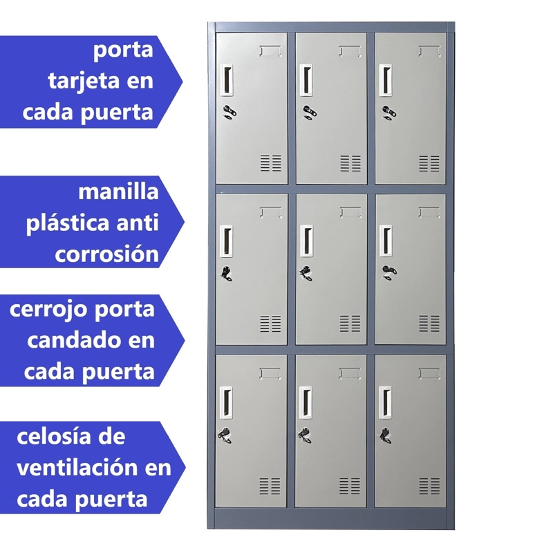 LOCKER CASILLERO METALICO 3 CUERPOS 9 PUERTAS - 3