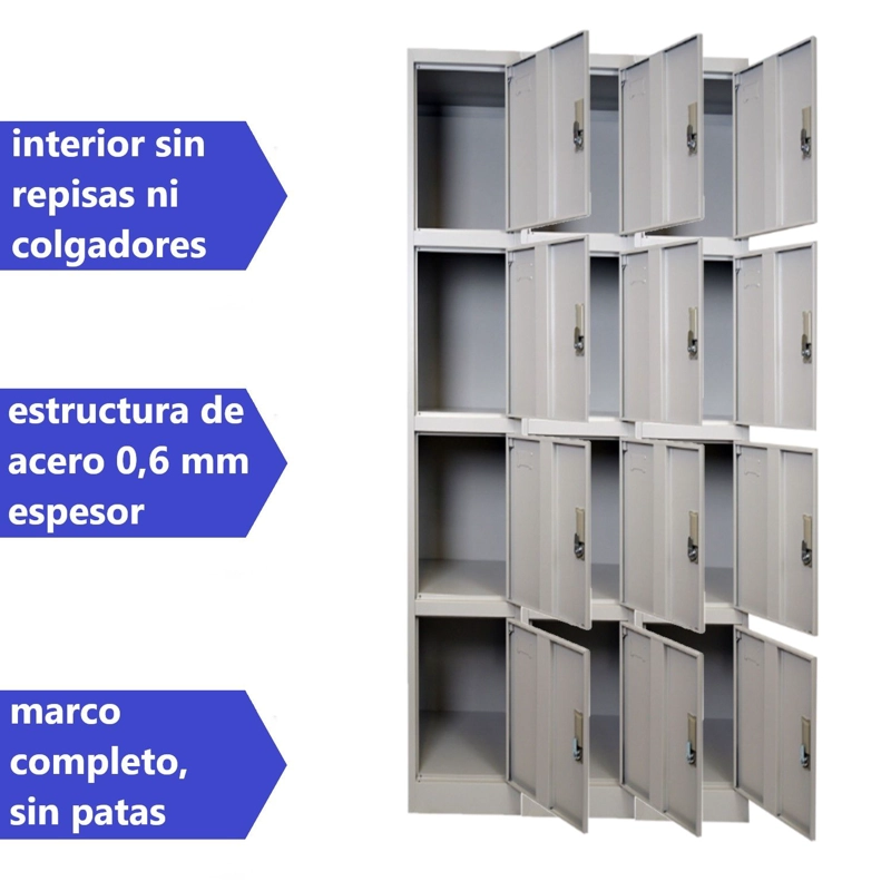 LOCKER PROCHEF ACERO 12 PUERTAS GRIS CASILLERO METALICO 3 CUERPOS - 4