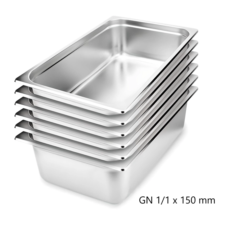 DEPOSITO GASTRONOMICO GN 1/1 X 150 MM ACERO INOX. PACK 6 UN. - 6