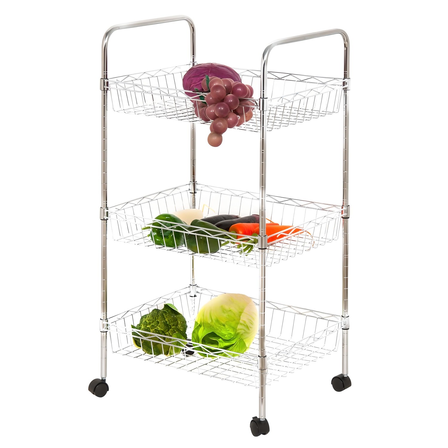 CARRO PROCHEF MULTIUSO 45 X 35 X 85 CM ACERO CROMADO 3 CANASTOS 120 KG - 1