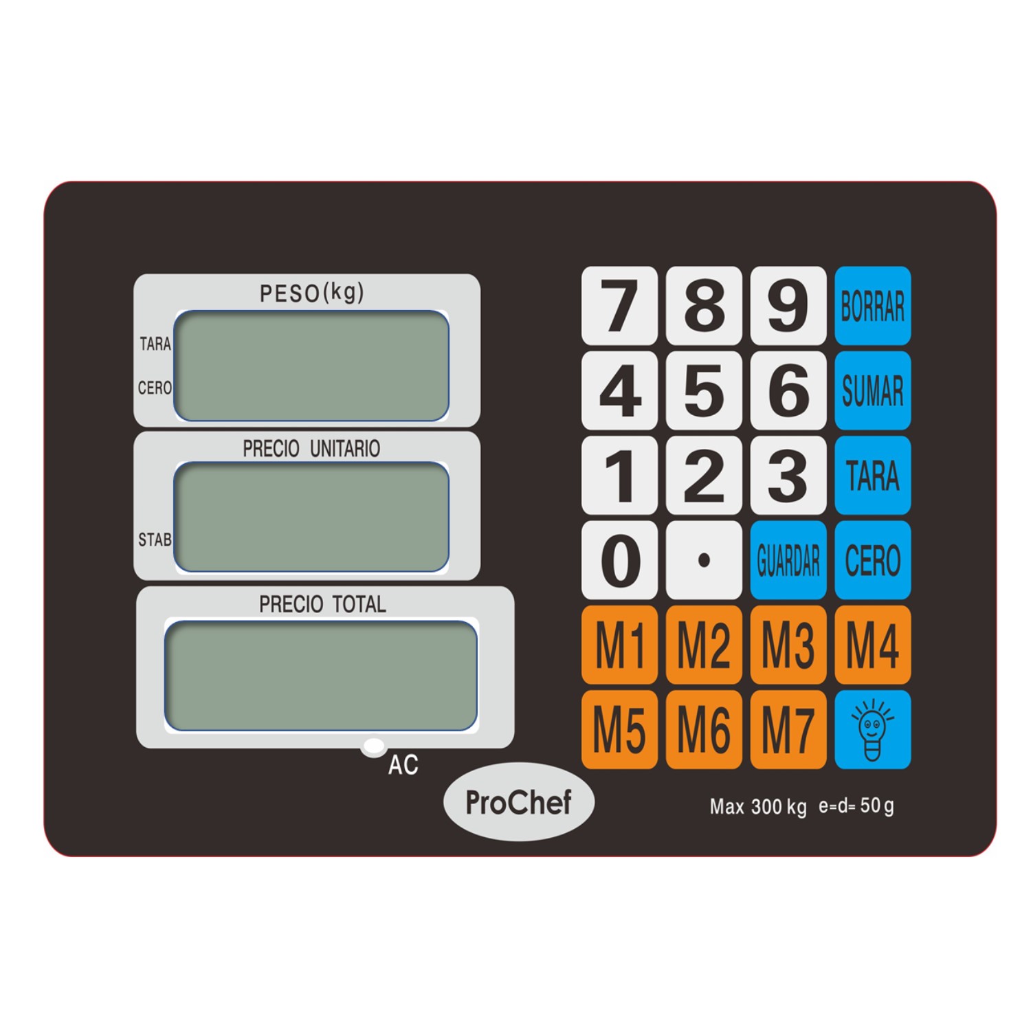 PESA DIGITAL PROCHEF 300 KG DE PLATAFORMA 50X40 CM. BATERIA - 4