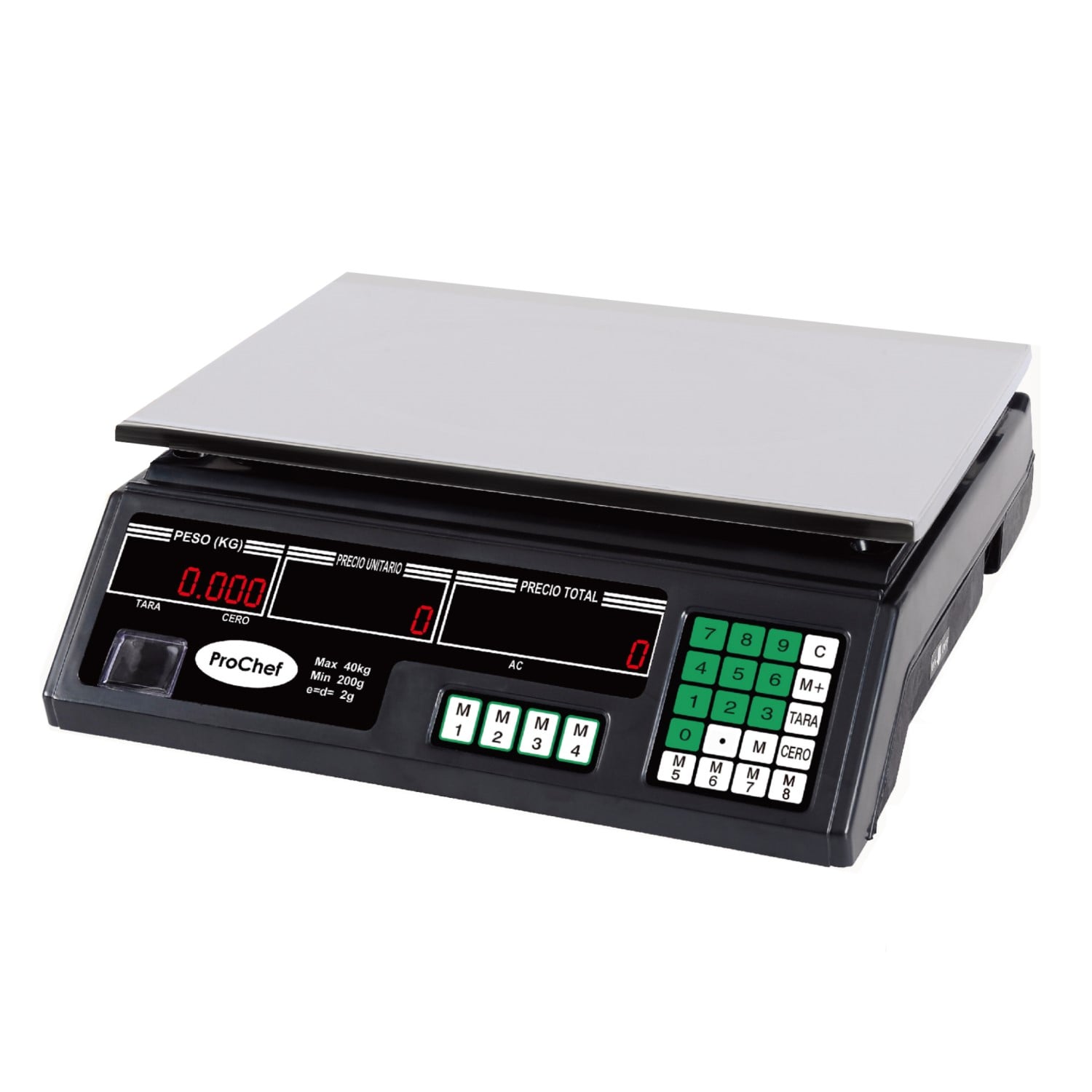 BALANZA PESA DIGITAL PROCHEF 40 KG. X 2 GR. ELECTRICA Y BATERIA - 1