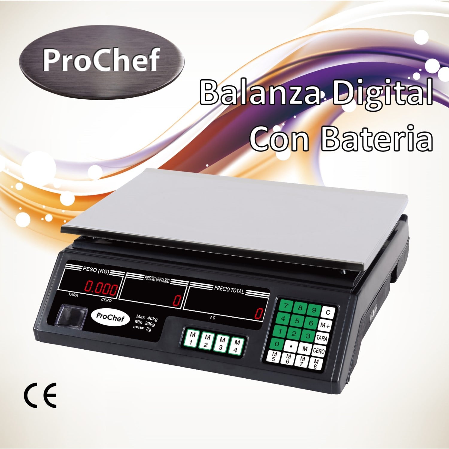 BALANZA PESA DIGITAL PROCHEF 40 KG. X 2 GR. ELECTRICA Y BATERIA - 4