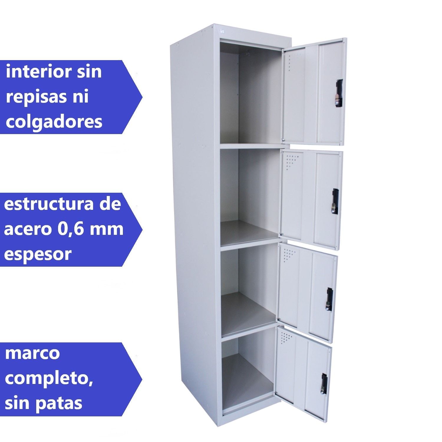 LOCKER PROCHEF ACERO 4 PUERTAS GRIS CASILLERO METALICO 1 CUERPO - 4