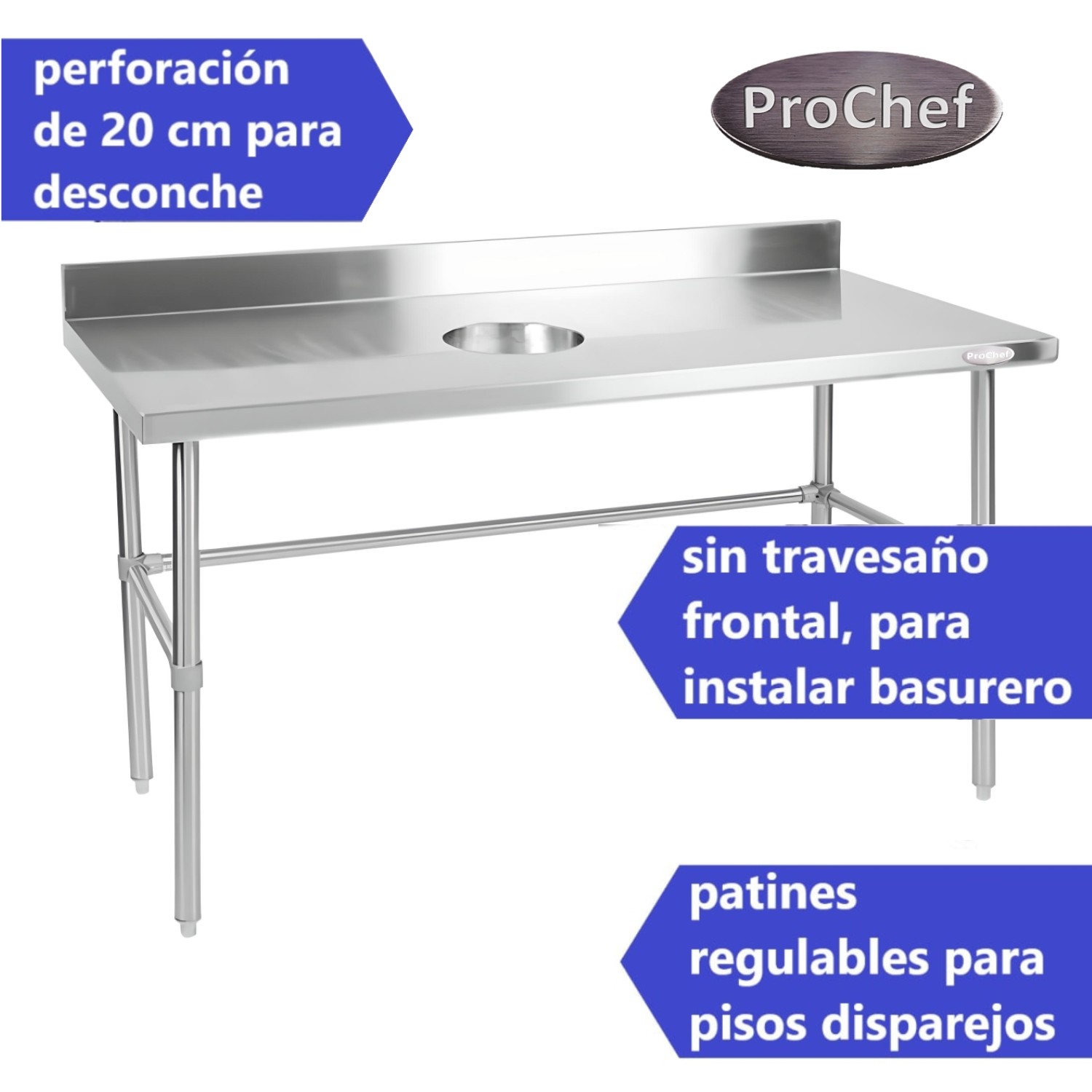 MESON MURAL ACERO INOXIDABLE 90X60 CM CON DESCONCHE - 3