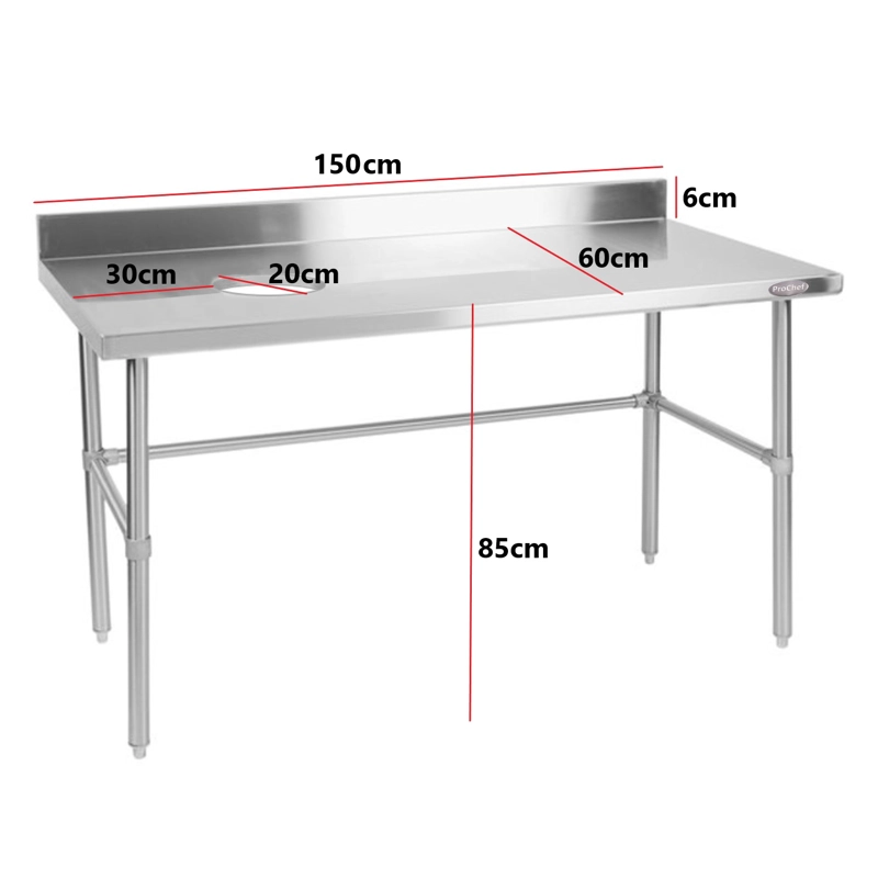 MESON MURAL ACERO INOXIDABLE 150X60 CM CON DESCONCHE - 2