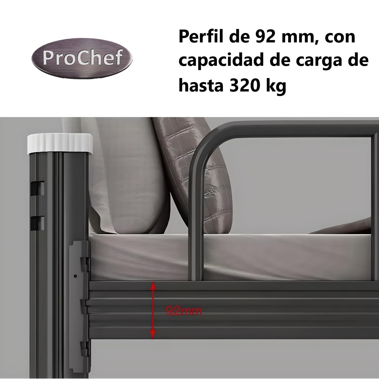 CAMAROTE UNA PLAZA ACERO 90X200 CM NEGRO - 8