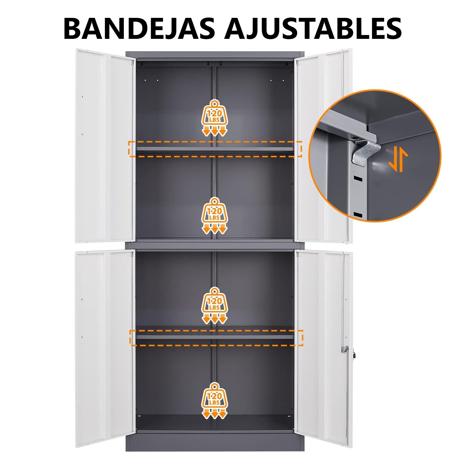ARMARIO PROCHEF 90X40X185 CM 2 CUERPOS 4 PUERTAS 3 BANDEJAS ACERO - 5