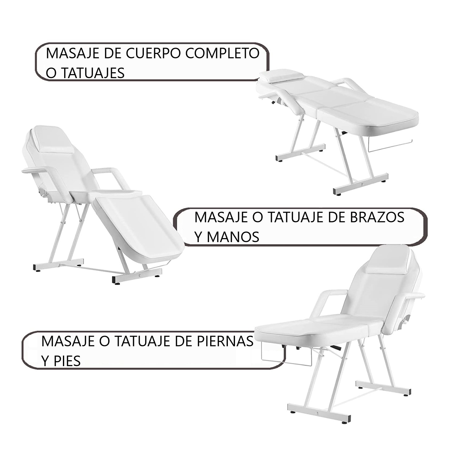 CAMILLA DE MASAJE PROCHEF 18 CM X 53 CM RECLINABLE CON PISO GIRATORIO - 4