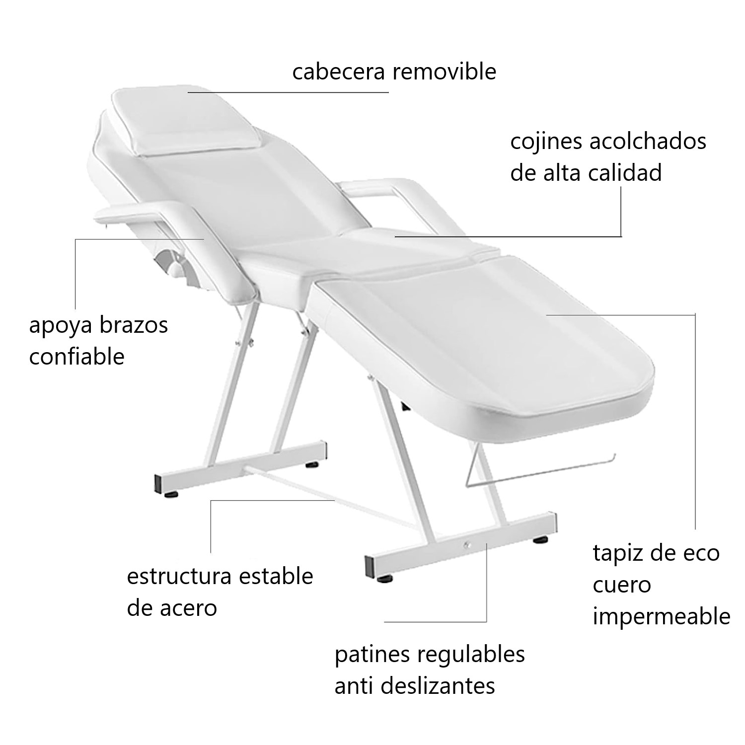 CAMILLA DE MASAJE PROCHEF 18 CM X 53 CM RECLINABLE CON PISO GIRATORIO - 6