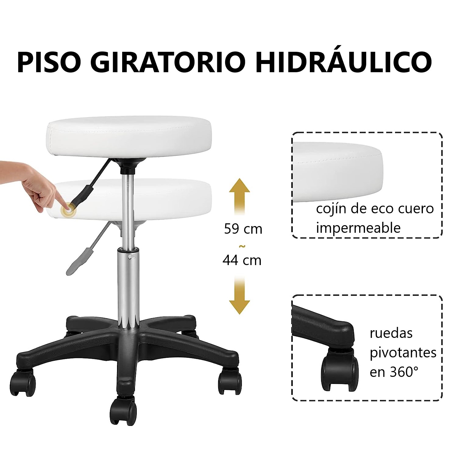 CAMILLA DE MASAJE PROCHEF 18 CM X 53 CM RECLINABLE CON PISO GIRATORIO - 7