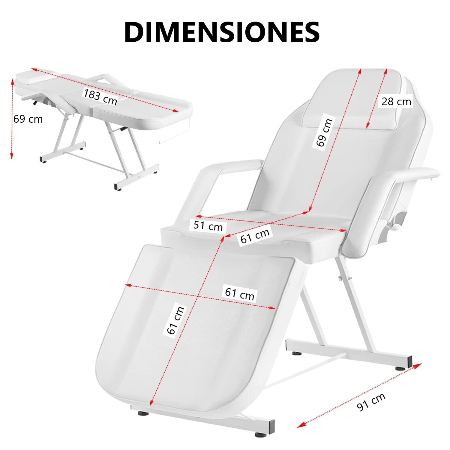 CAMILLA DE MASAJE PROCHEF 18 CM X 53 CM RECLINABLE CON PISO GIRATORIO - 8