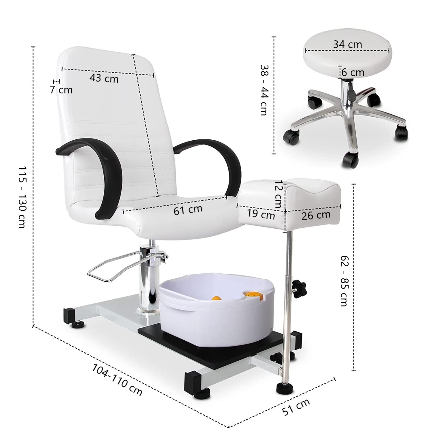 ESTACION DE PEDICURE PROCHEF 62 CM X 68 CM CON SILLON HIDROMASAJE Y PISO - 4