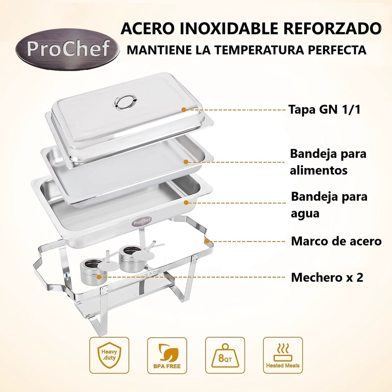 CHAFER ACERO INOXIDABLE 9 LITROS GN 1/1 - 5