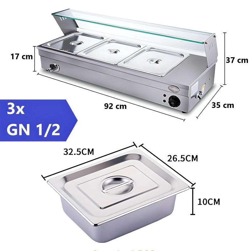 VITRINA PROCHEF CALOR BAÑO MARIA SOBREMESA 3 X GN 1/2 - 3