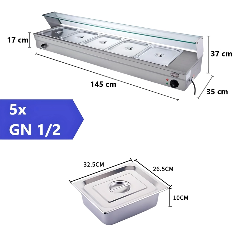 VITRINA PROCHEF CALOR BAÑO MARIA SOBREMESA 5 X GN 1/2 - 4