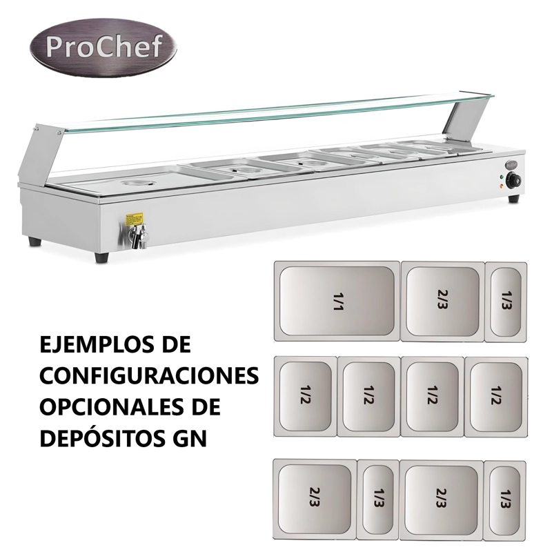 VITRINA PROCHEF CALOR BAÑO MARIA SOBREMESA 6 X GN 1/2 37L - 4