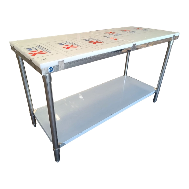 MESON DE CORTE 150X60 CM. ACERO INOX. CUBIERTA 25 MM. - 1