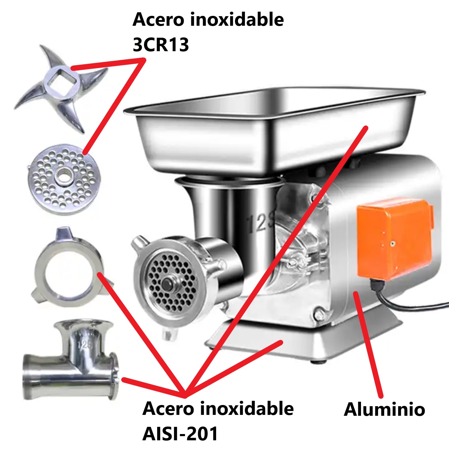 MOLEDORA CARNE PROCHEF 120 KG/HORA 1100 WATTS SEMI CONGELADOS - 8