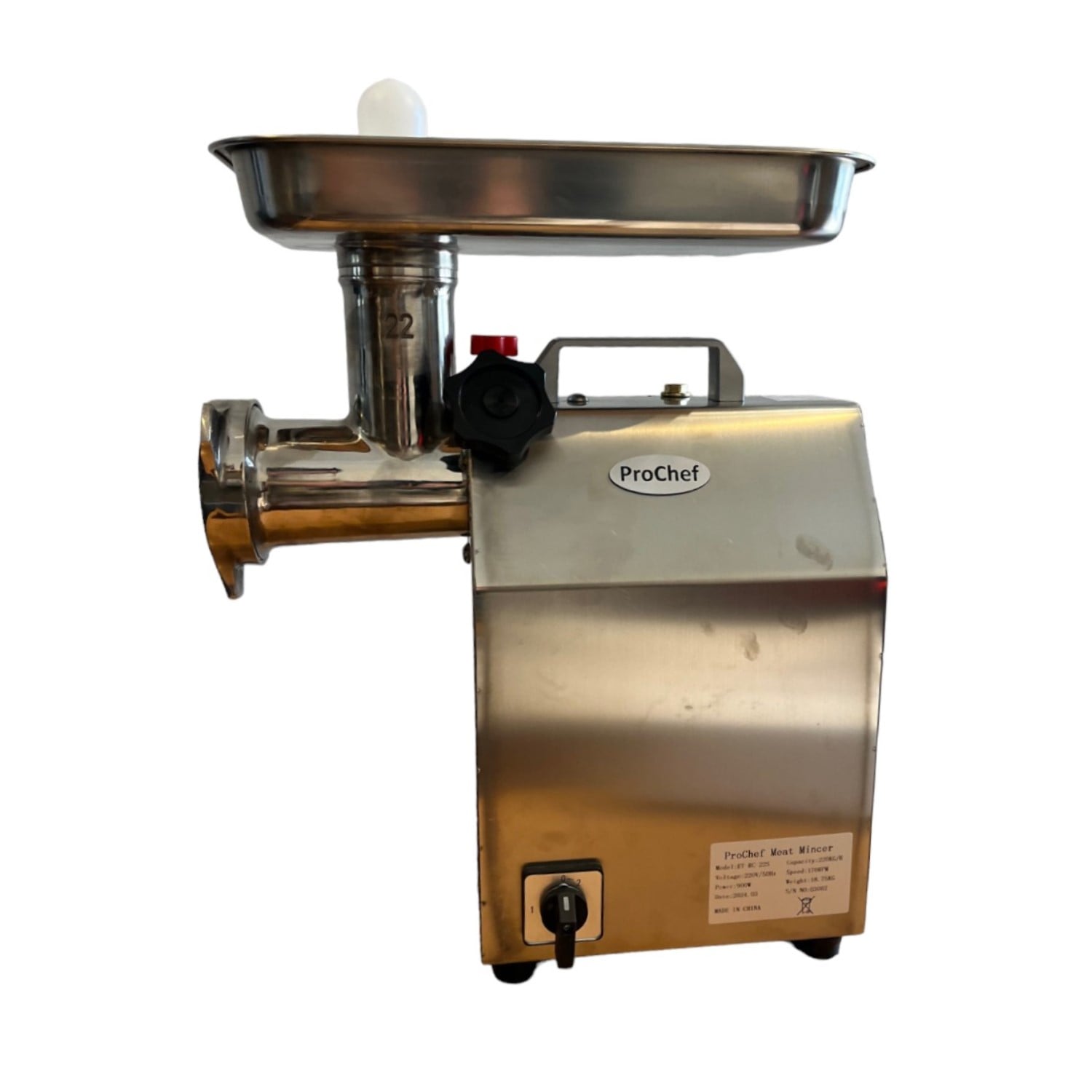 MOLEDORA CARNE PROCHEF 220 KG/HORA ACERO INOXIDABLE 900 WATTS INDUSTRIALREVERSA - 3