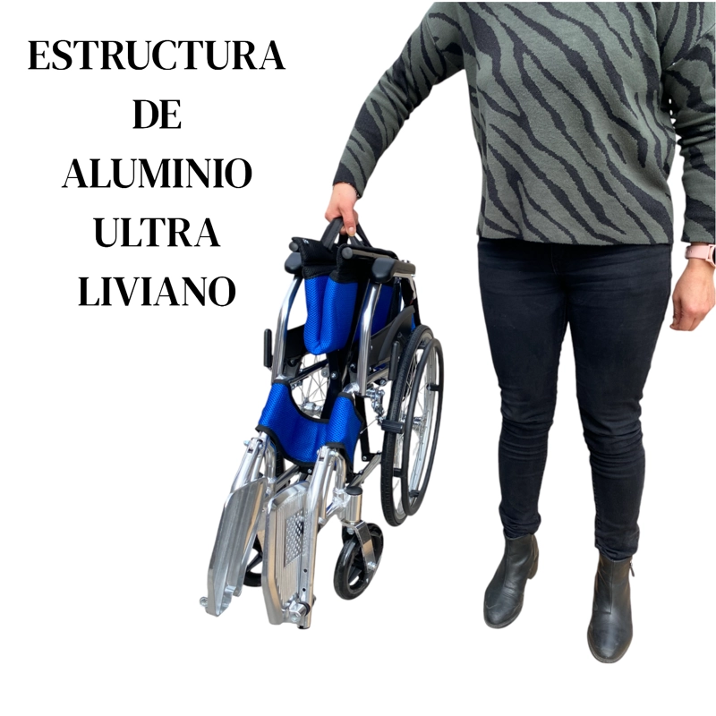 SILLA PROCHEF RUEDAS ALUMINIO ULTRA LIVIANO ARO 20 AZUL - 3