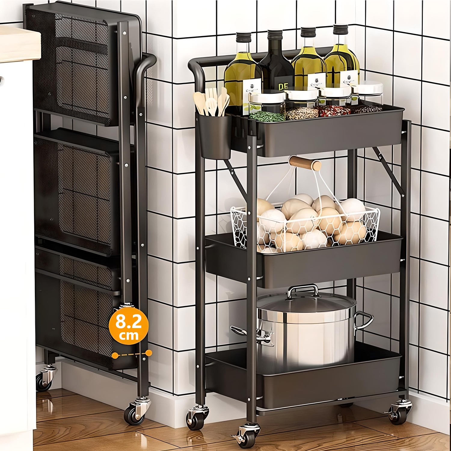 CARRO PROCHEF MULTIUSO PLEGABLE NEGRO 45 X 30 X 88 CM - 4