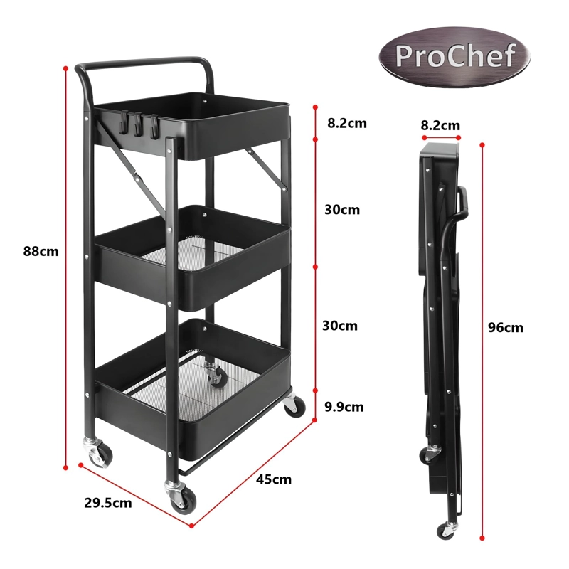 CARRO PROCHEF MULTIUSO PLEGABLE NEGRO 45 X 30 X 88 CM - 5