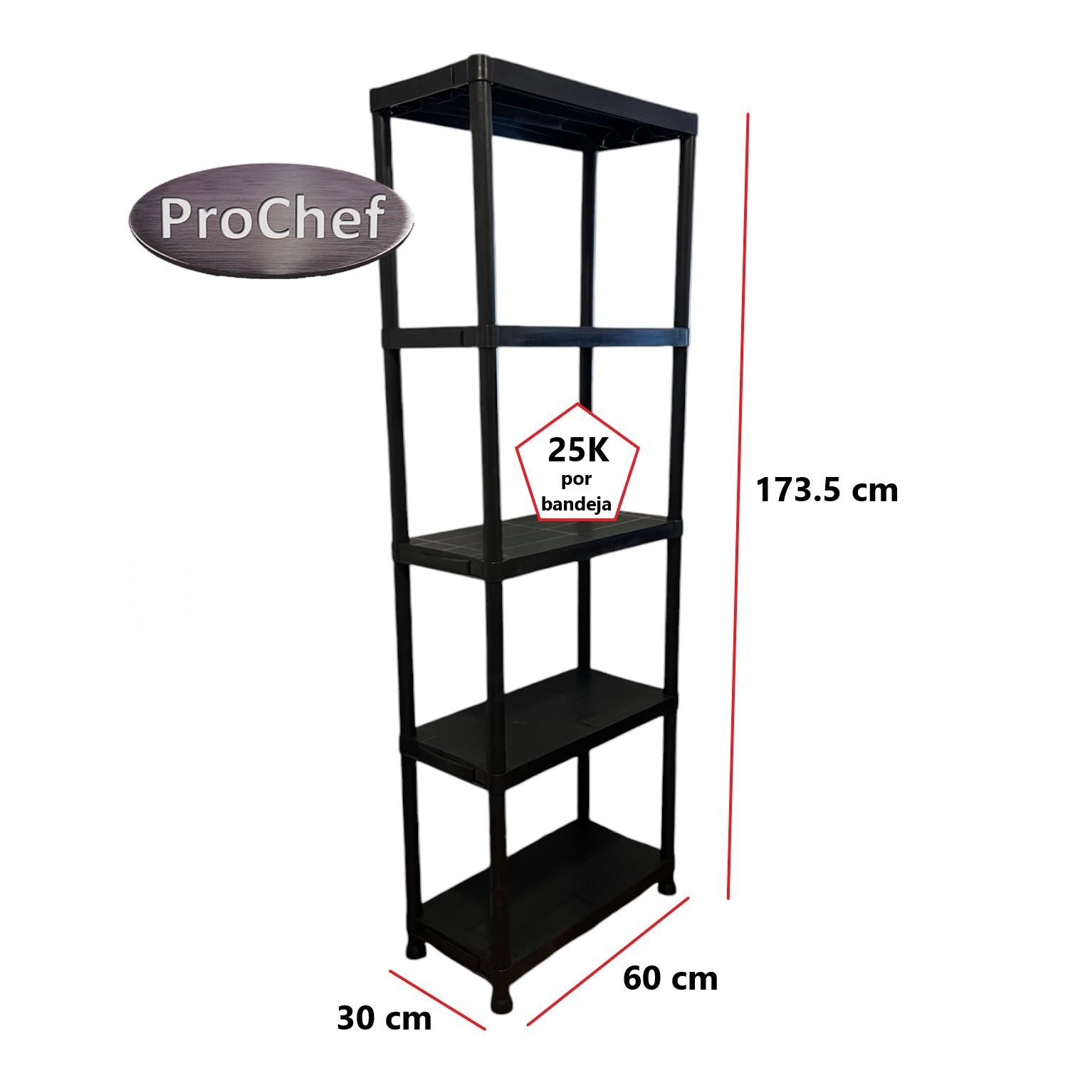 ESTANTE PLASTICO 60X30X174 CM. 5 BANDEJAS REMOVIBLES - 4