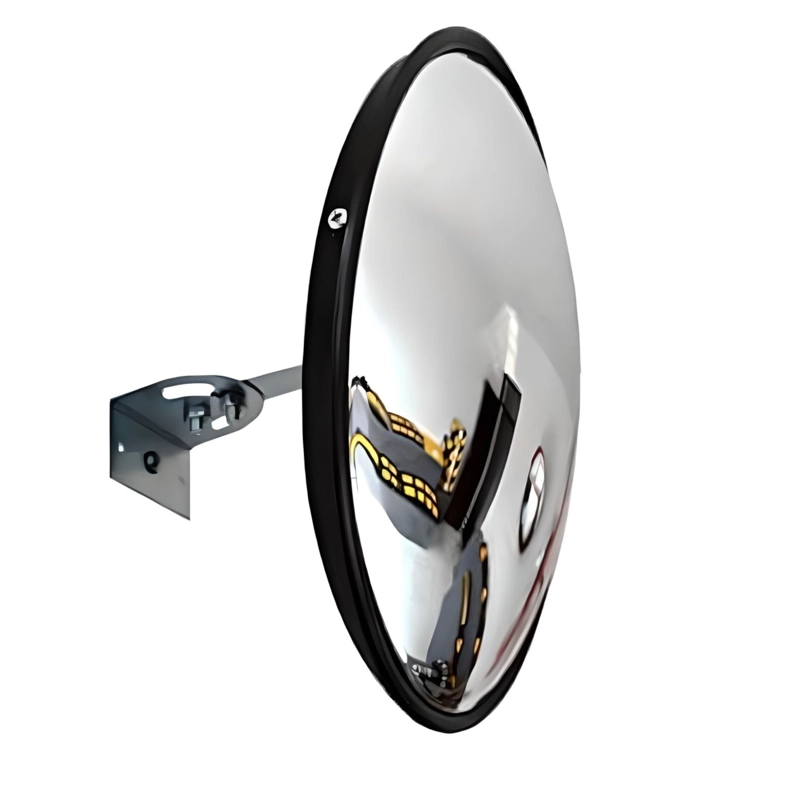 ESPEJO 30 CM. CURVO CONVEXO PARA MURO BASE EN COLOR NEGRO - 1