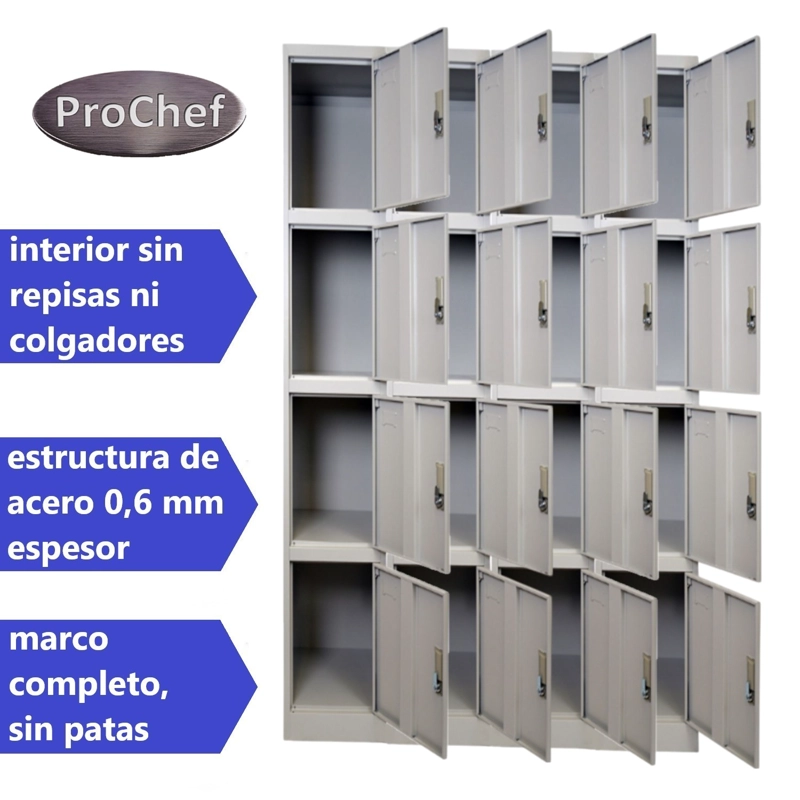 LOCKER CASILLERO METALICO 4 CUERPOS 16 PUERTAS - 4