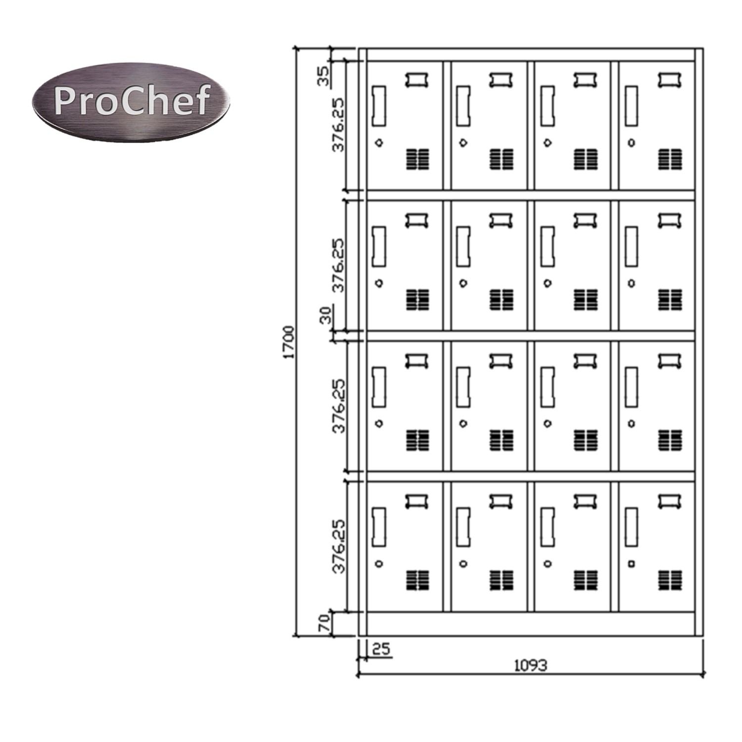 LOCKER CASILLERO METALICO 4 CUERPOS 16 PUERTAS - 7