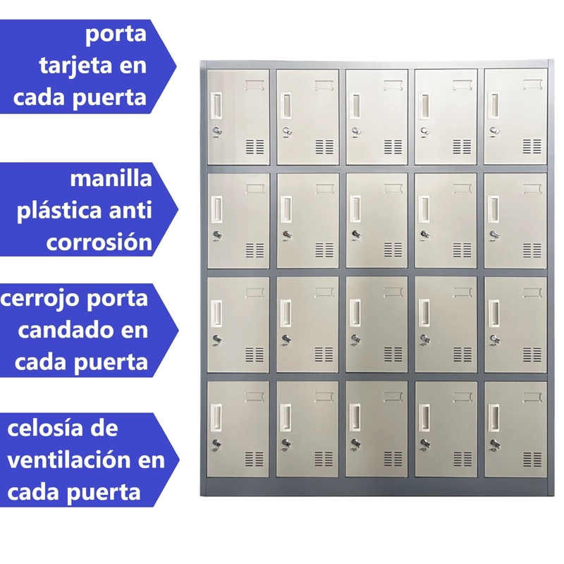 LOCKER CASILLERO METALICO 5 CUERPOS 20 PUERTAS - 5