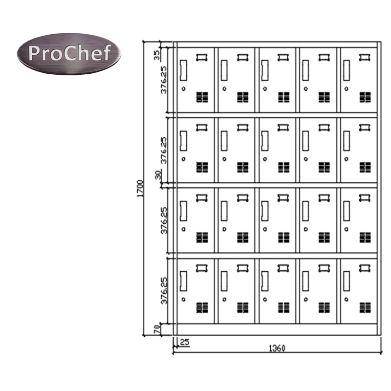 LOCKER CASILLERO METALICO 5 CUERPOS 20 PUERTAS - 6