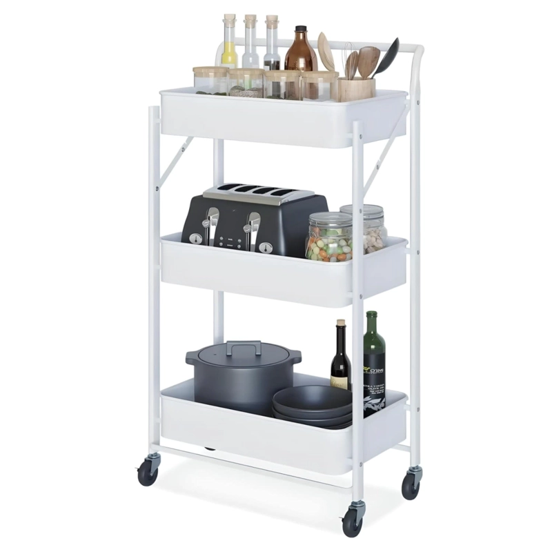 CARRO MULTIUSO PLEGABLE ACERO BLANCO 45X30X88 CM - 4