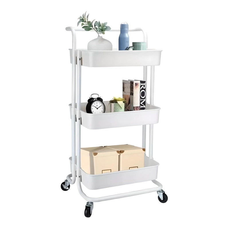 CARRO ORGANIZADOR MULTIUSO BLANCO BANDEJAS PLASTICAS - 2