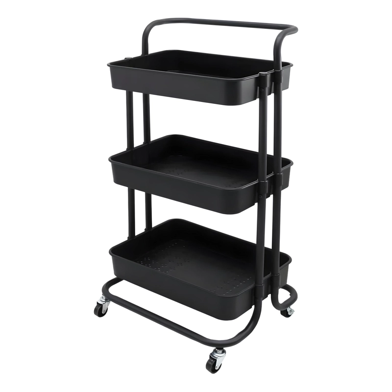 CARRO ORGANIZADOR MULTIUSO NEGRO BANDEJAS PLASTICAS - 1