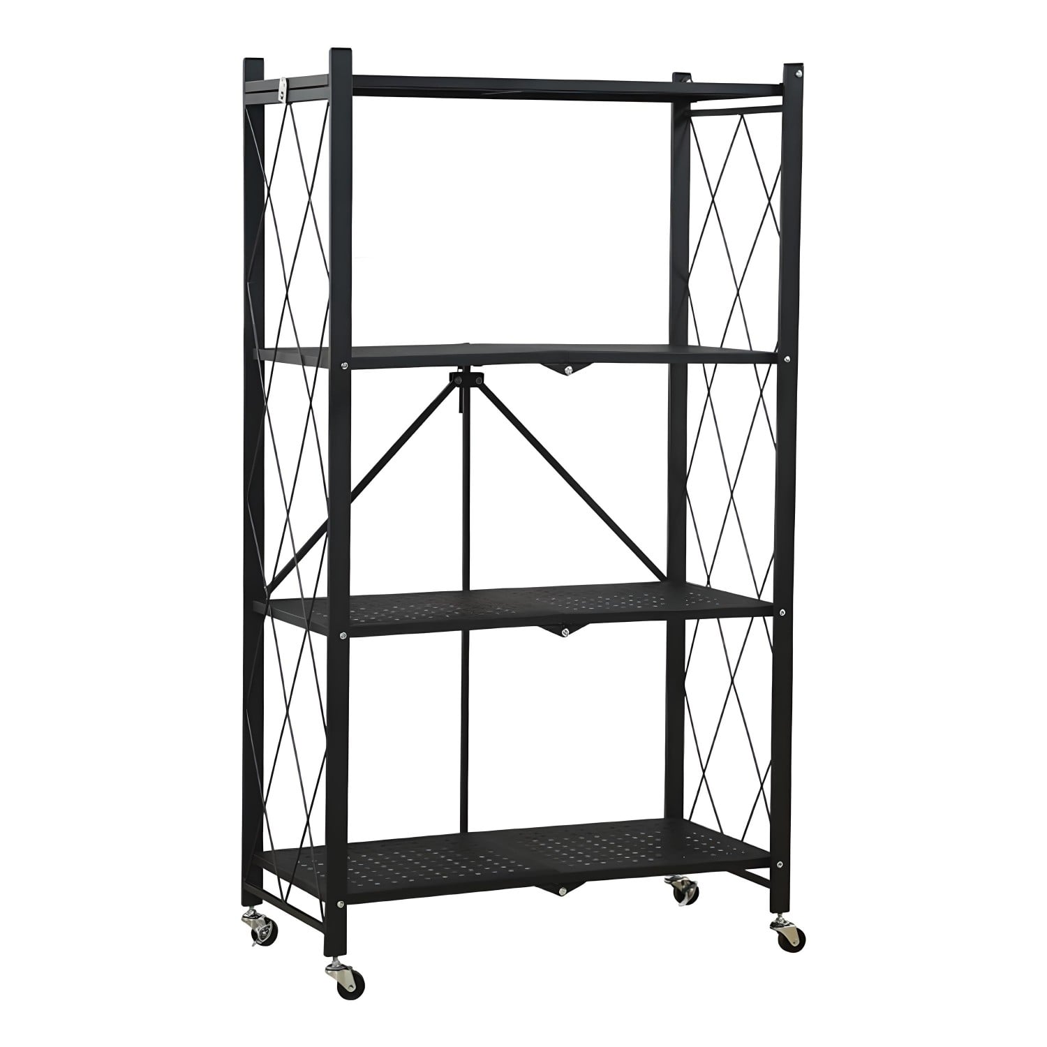 ESTANTE PLEGABLE DE ACERO CON RUEDAS. 4 BANDEJAS - 1