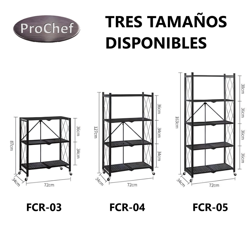 ESTANTE PLEGABLE DE ACERO CON RUEDAS. 4 BANDEJAS - 7