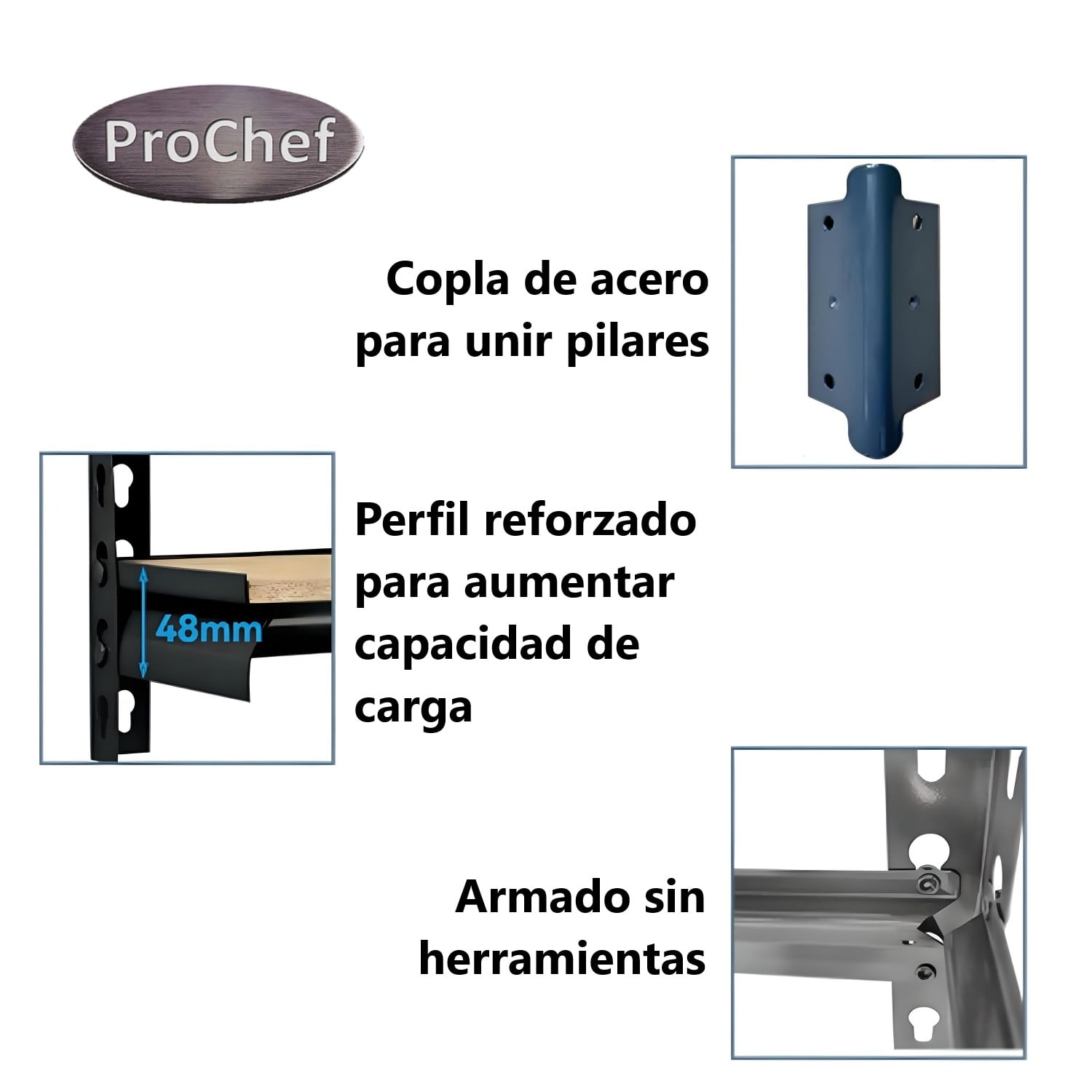 ESTANTE ACERO 90X45X180 CM 5 BANDEJAS. 1375 KG. - 7