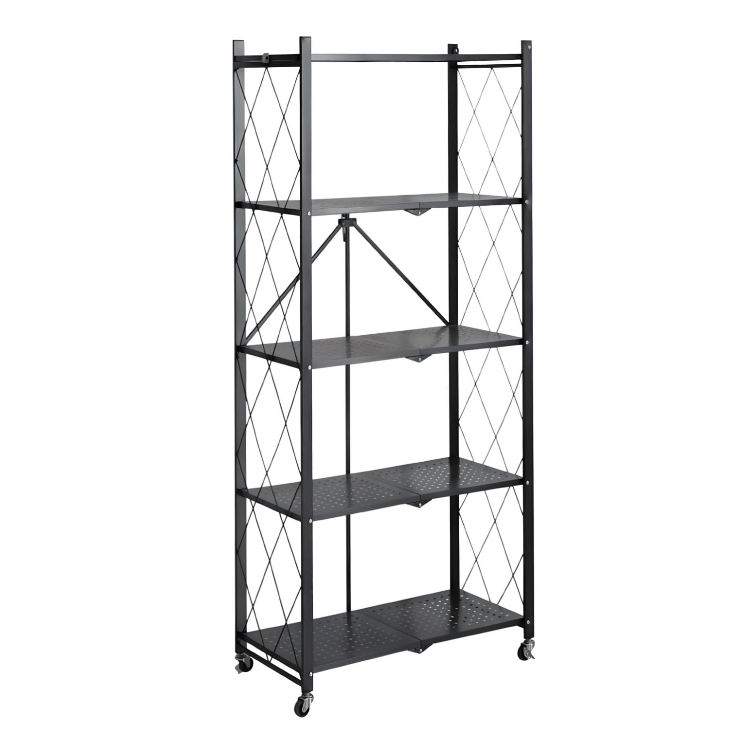 ESTANTE PLEGABLE DE ACERO CON RUEDAS. 5 BANDEJAS - 1