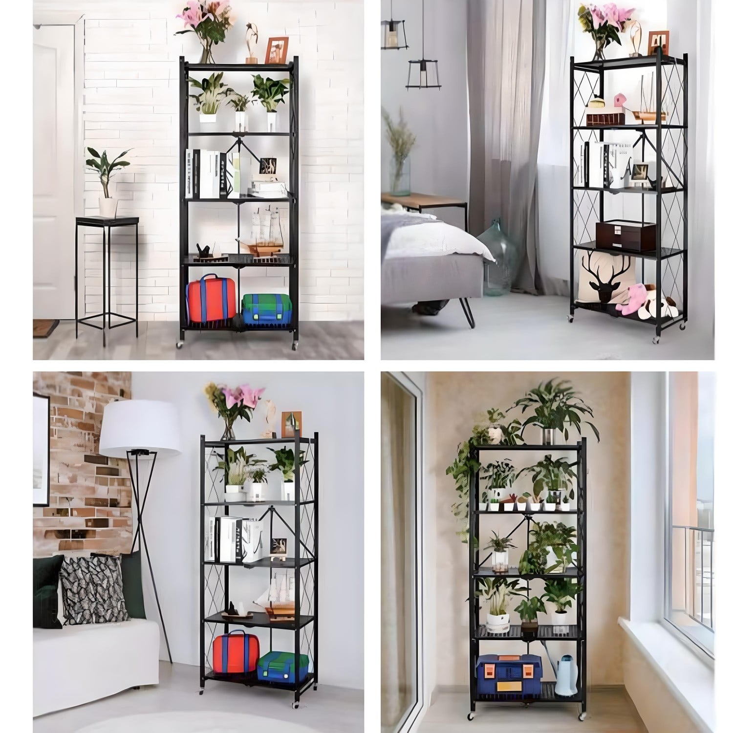 ESTANTE PLEGABLE DE ACERO CON RUEDAS. 5 BANDEJAS - 4
