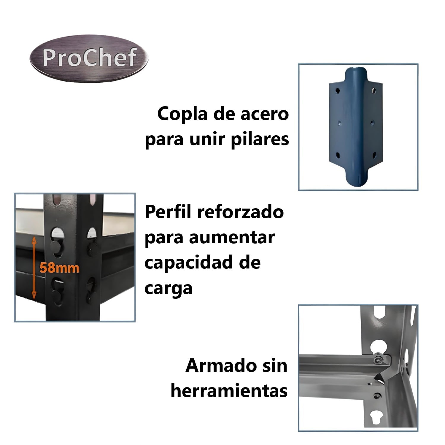 ESTANTE ACERO 120X45X180 CM 5 BANDEJAS. 1375 KG. - 4
