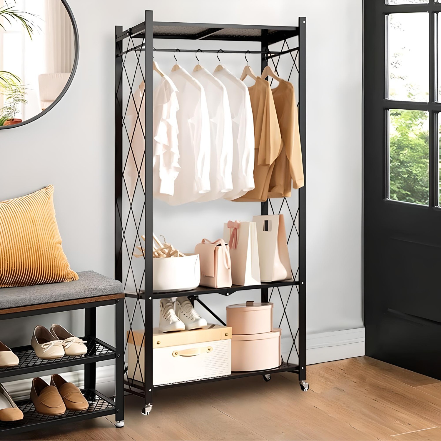 CLOSET ABIERTO PLEGABLE DE ACERO 158X71X32 CM. - 4