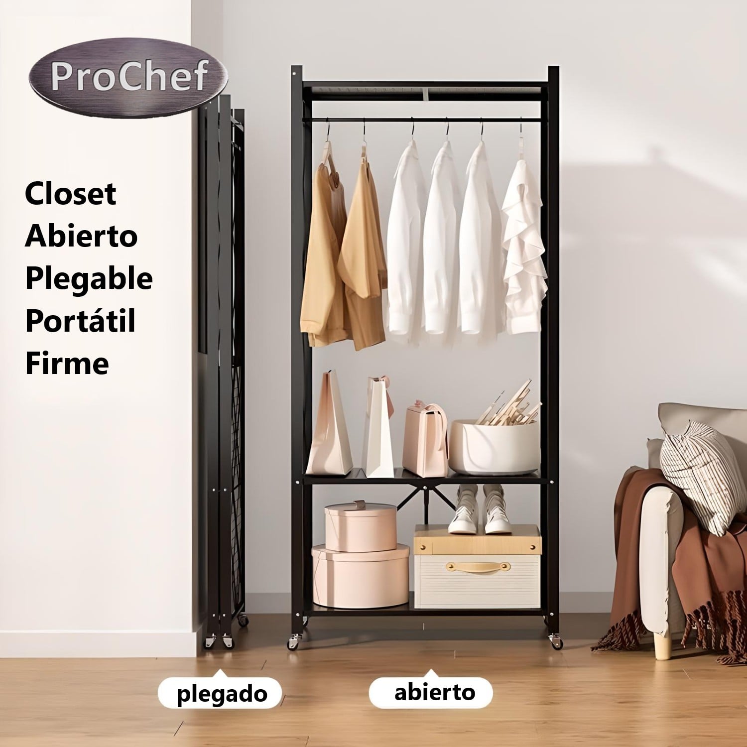 CLOSET ABIERTO PLEGABLE DE ACERO 158X71X32 CM. - 5