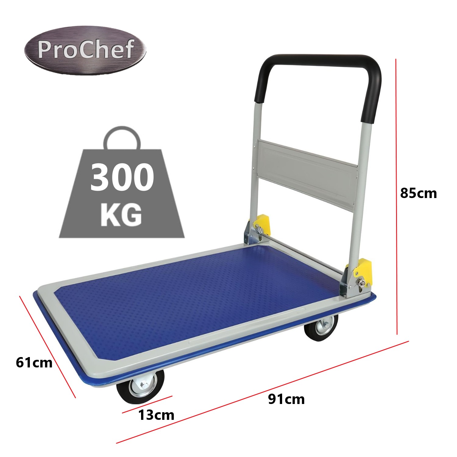CARRO TRANSPORTADOR PLEGABLE DE ACERO 91X61 CM. 300 KG. - 4