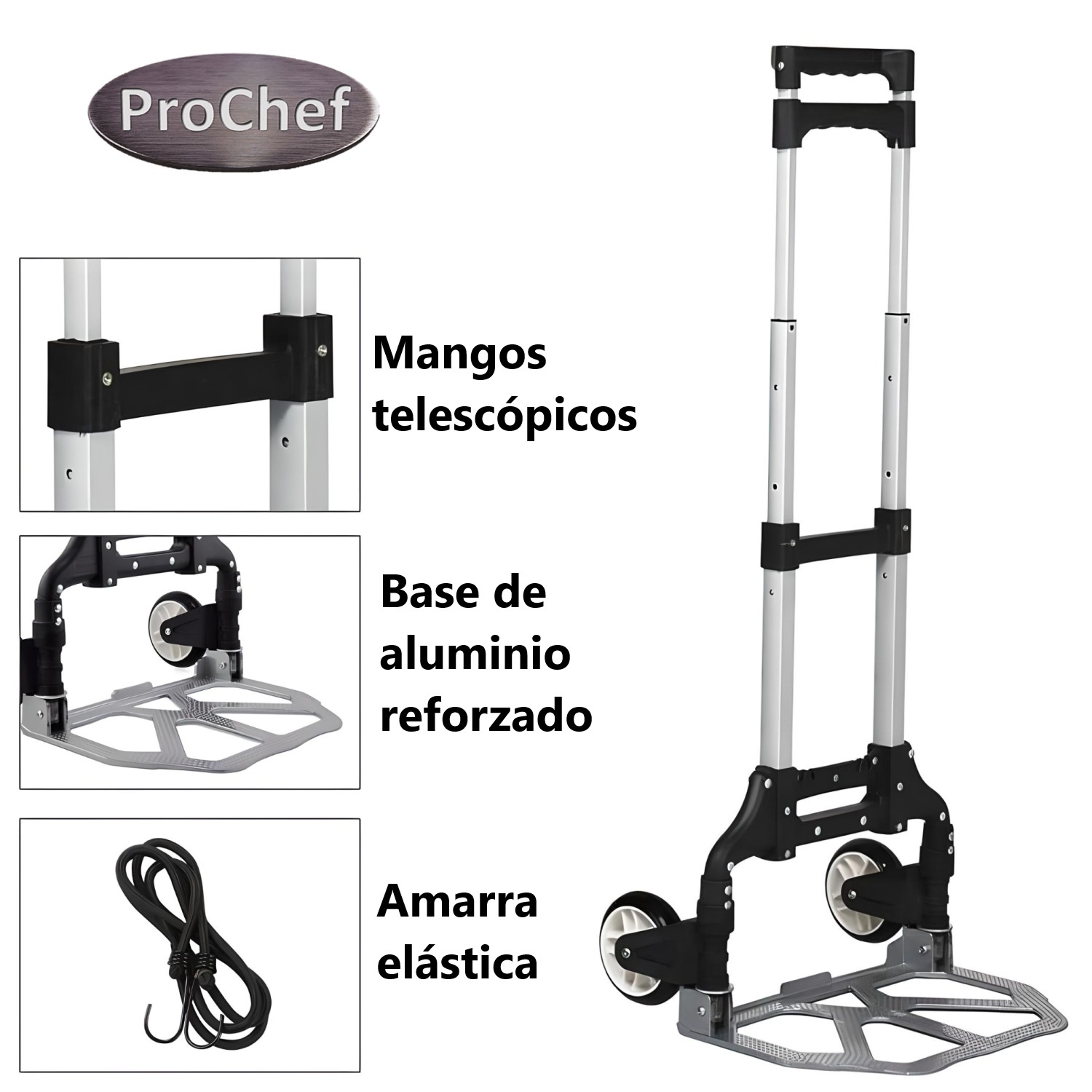 CARRO TRANSPORTADOR TIPO YEGUA PLEGABLE ALUMINIO 70 KG. - 5
