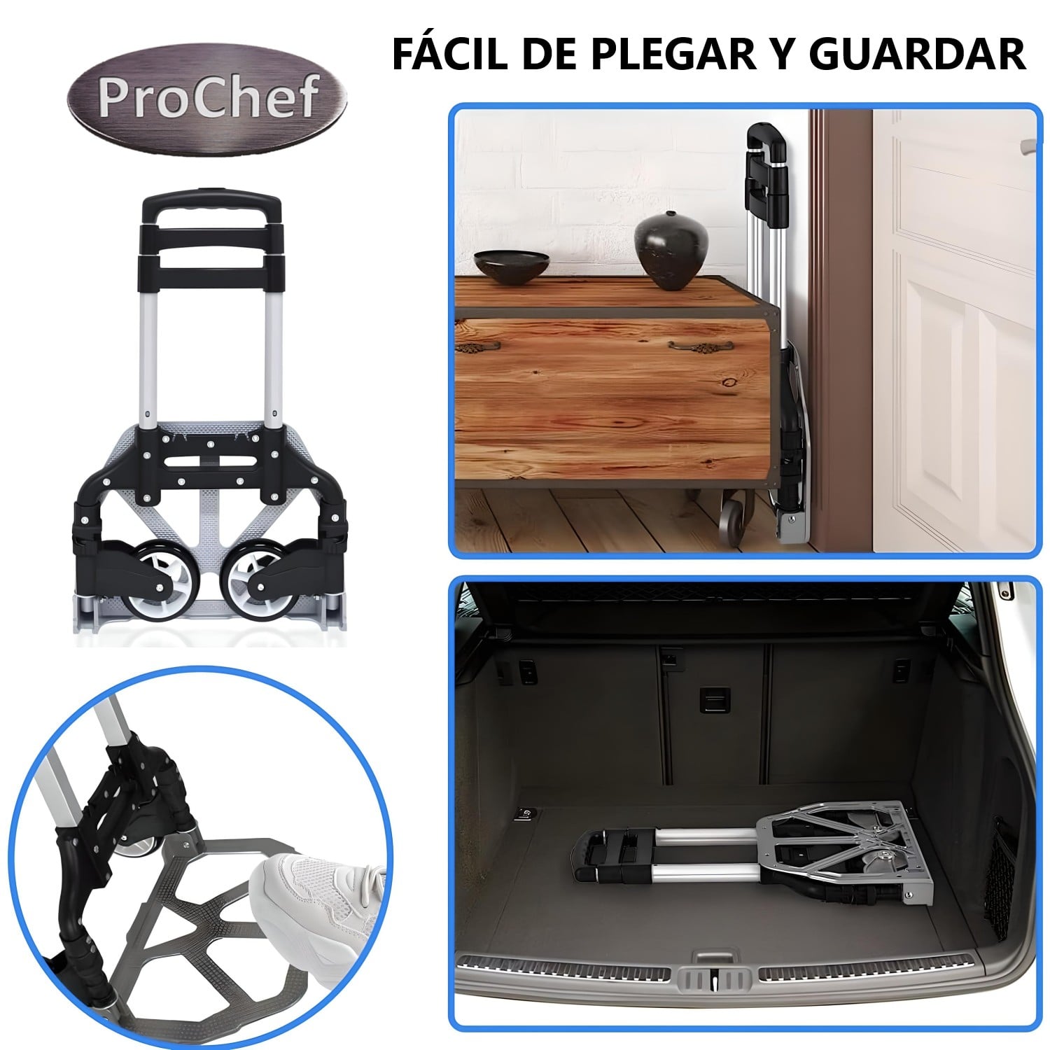 CARRO TRANSPORTADOR TIPO YEGUA PLEGABLE ALUMINIO 70 KG. - 7