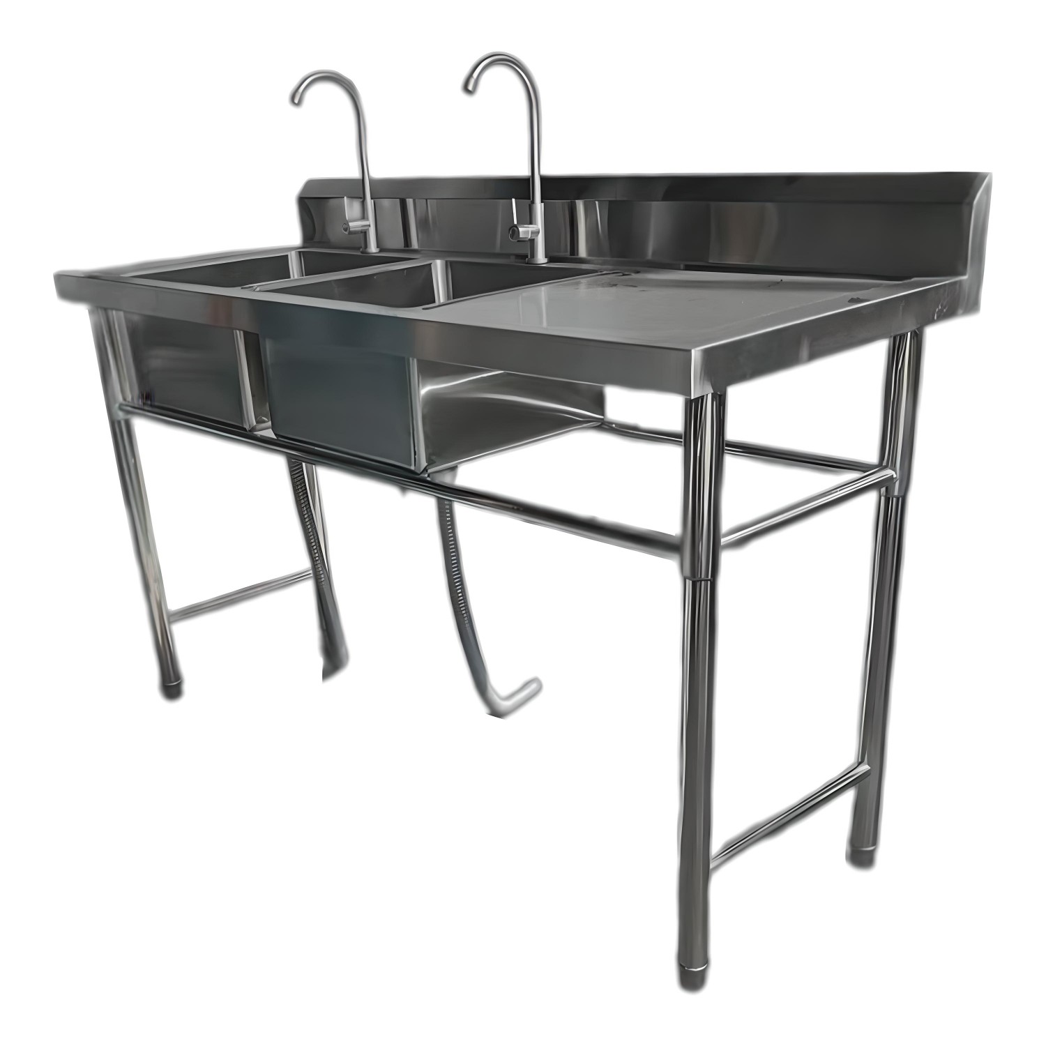 LAVAFONDOS DOBLE ACERO INOX. 150X60X90 CM. SECADOR DERECHO - 1