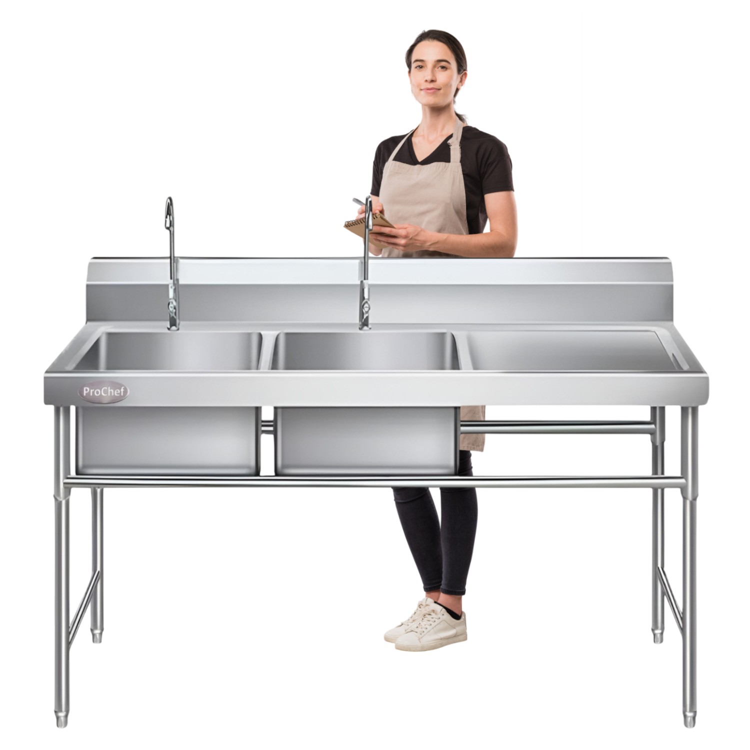 LAVAFONDOS DOBLE ACERO INOX. 150X60X90 CM. SECADOR DERECHO - 2